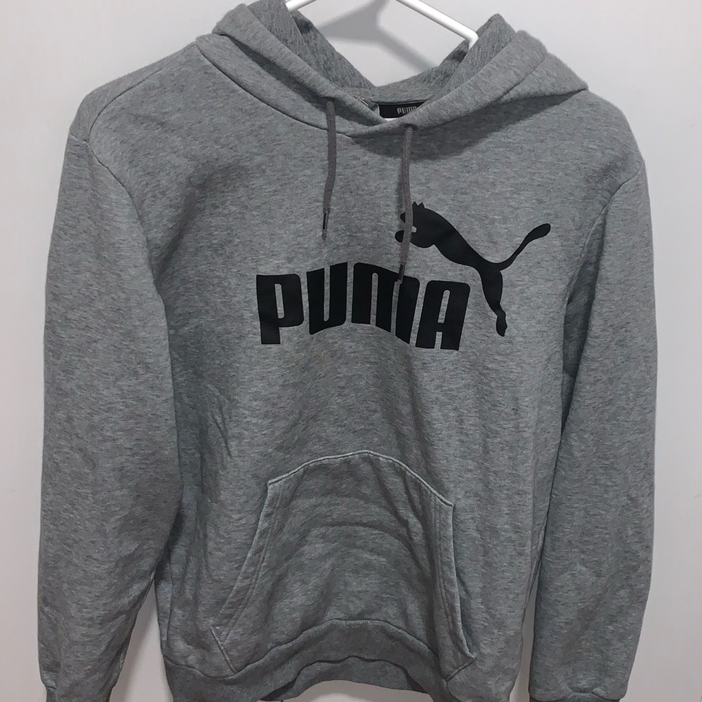 Menโs Grey Puma Hoodie